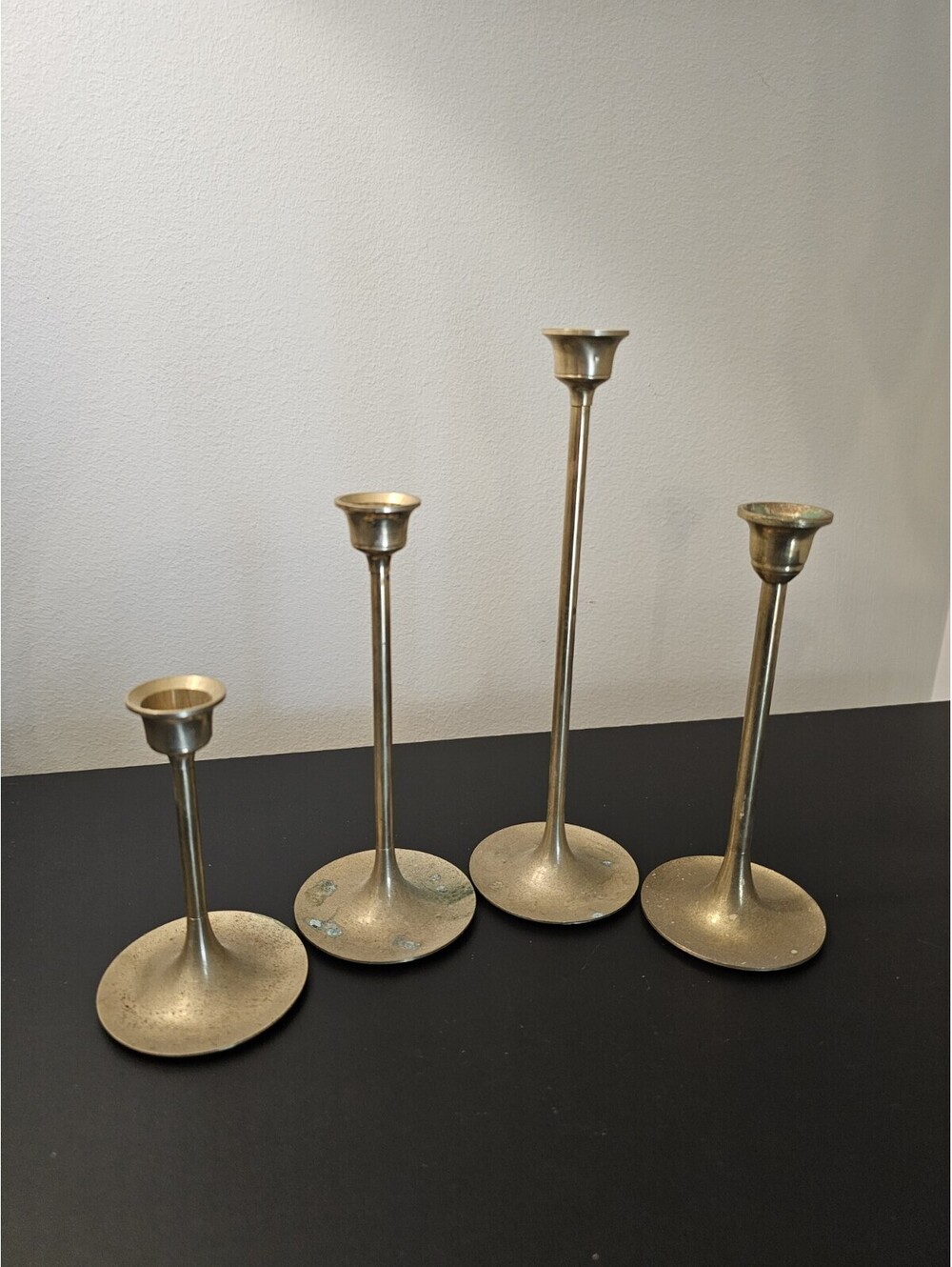 VTG Brass Candlesticks Lot of 4 Graduated Taper Holder Wedding 4-8" Party Decor